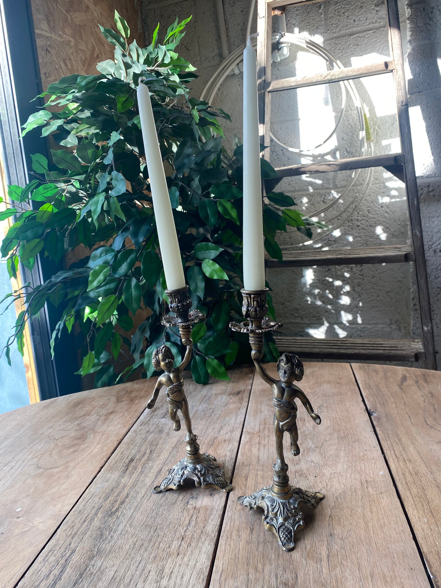 Italian mid century brass candlesticks