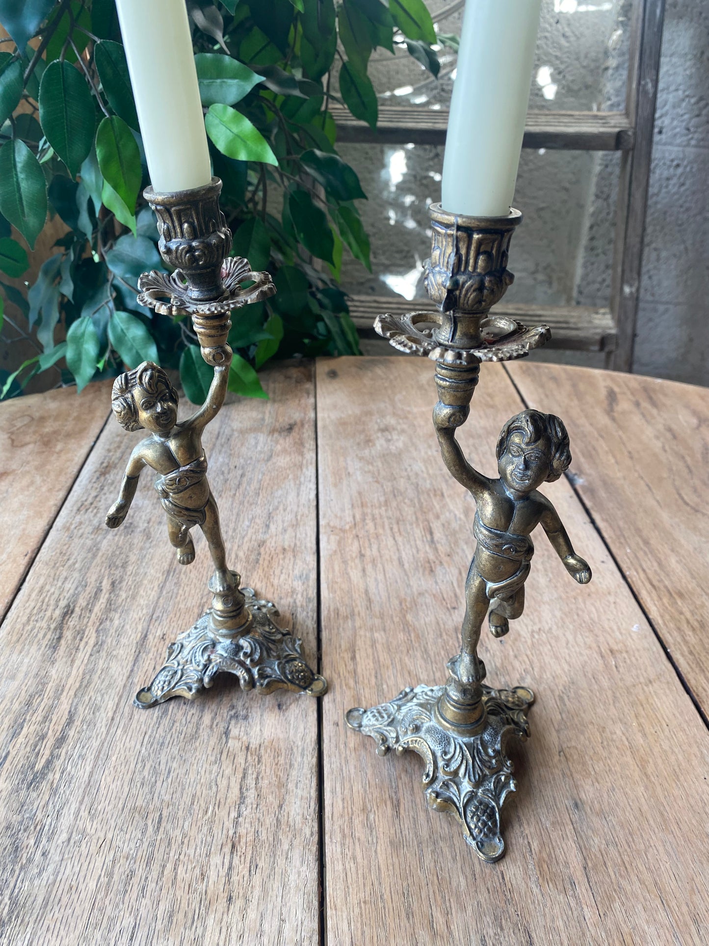 Italian mid century brass candlesticks