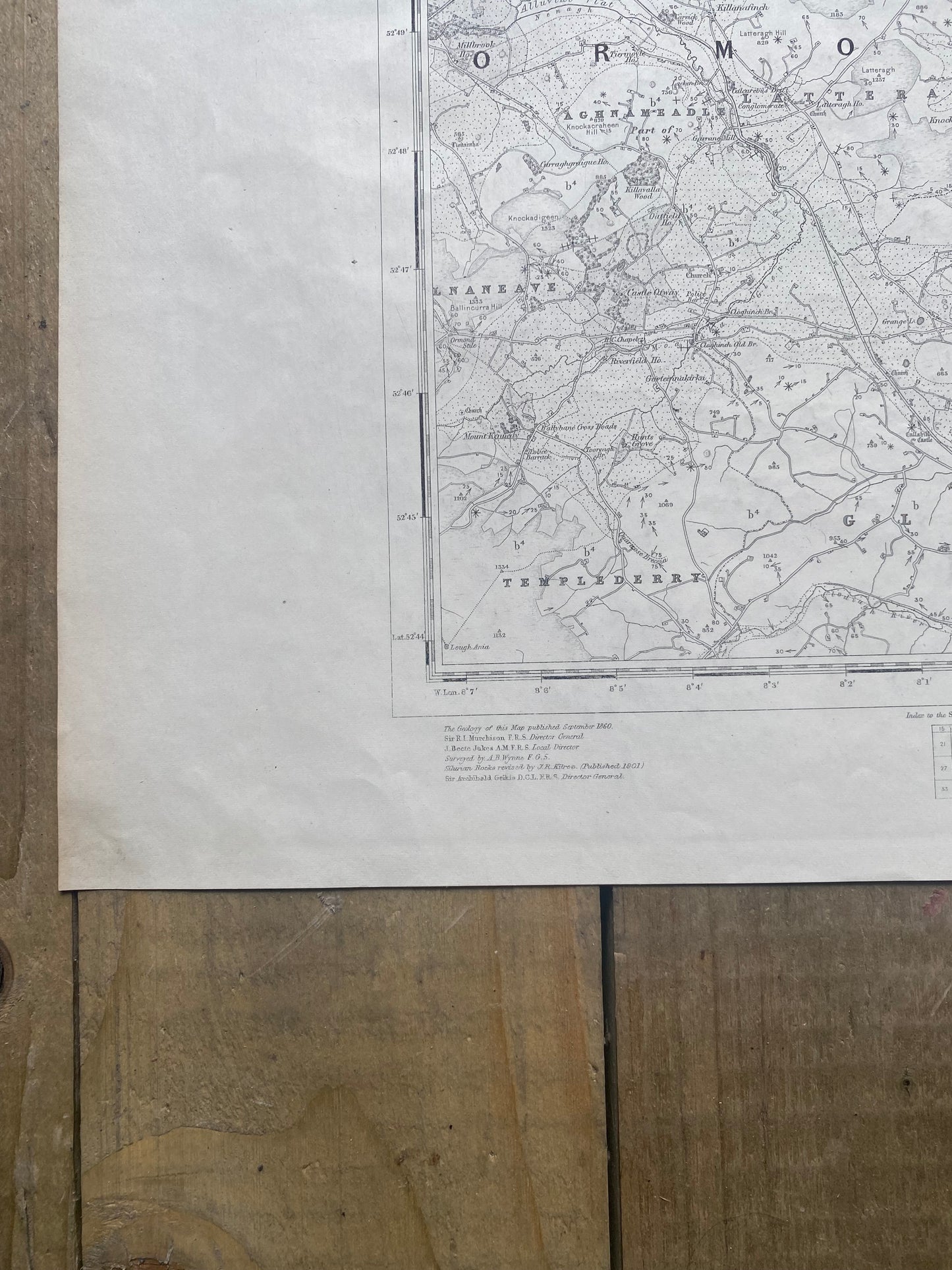 Antique Irish ordnance survey map- Tipperary kilkenny 1860
