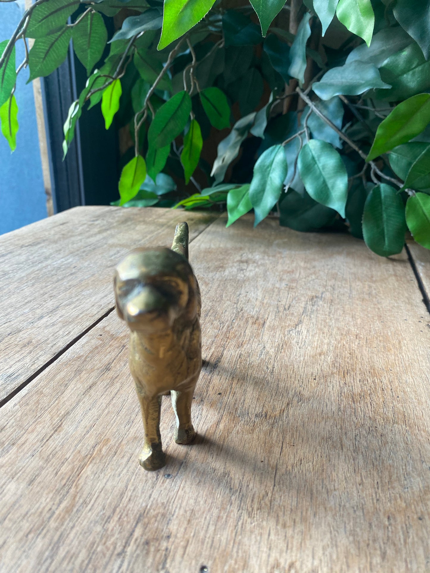 Vintage brass hunting dog figurines
