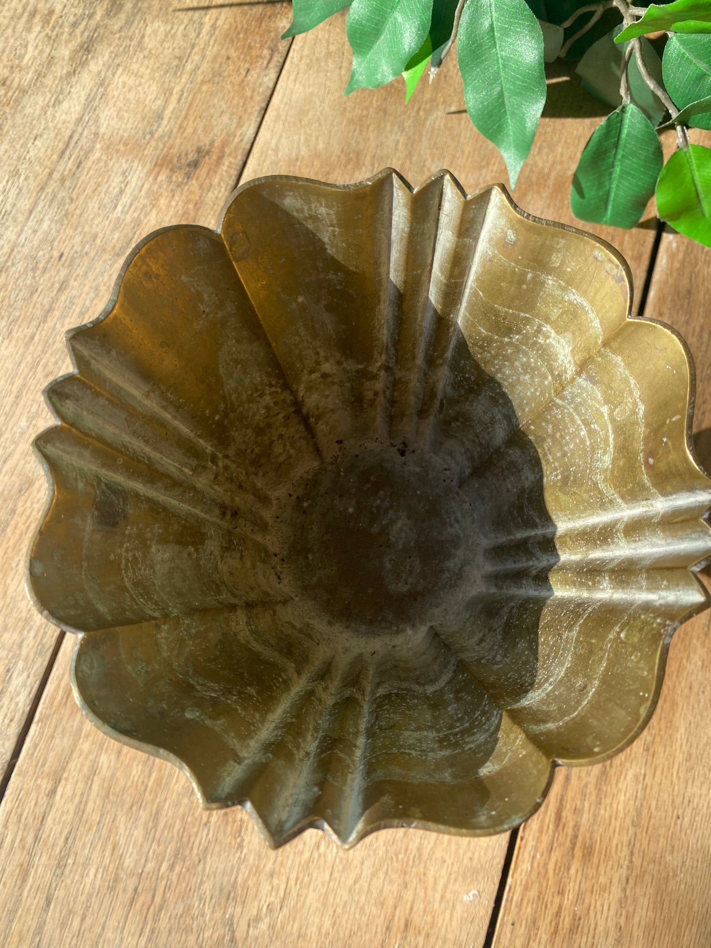 Vintage brass chalice pedestal planter