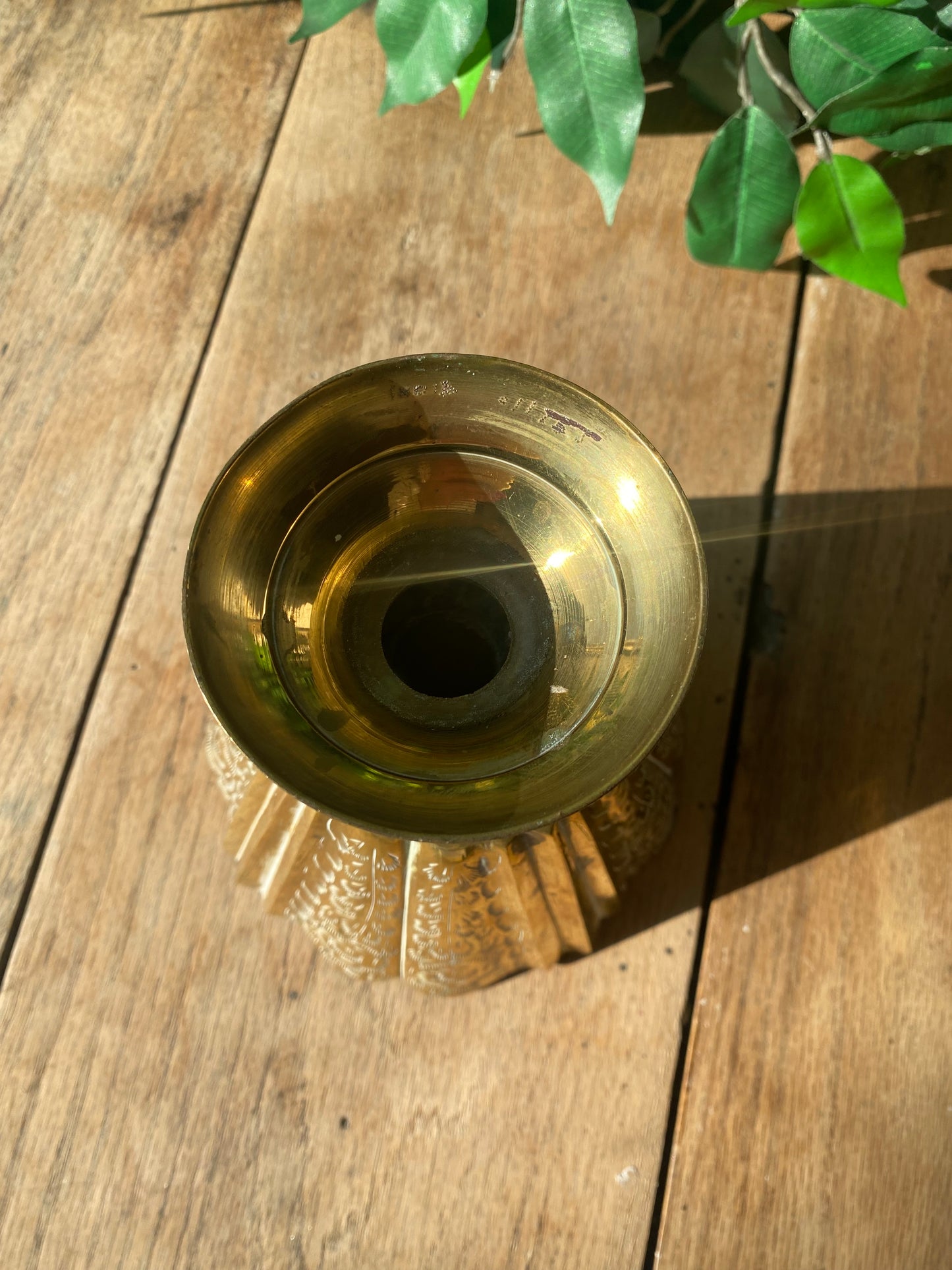 Vintage brass chalice pedestal planter