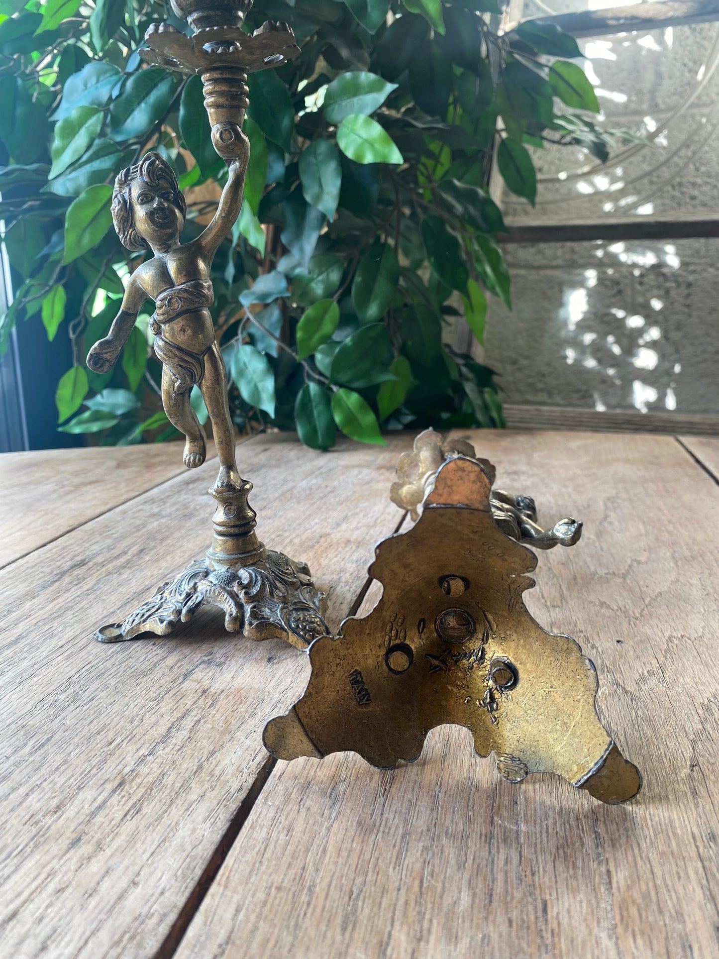 Italian mid century brass candlesticks