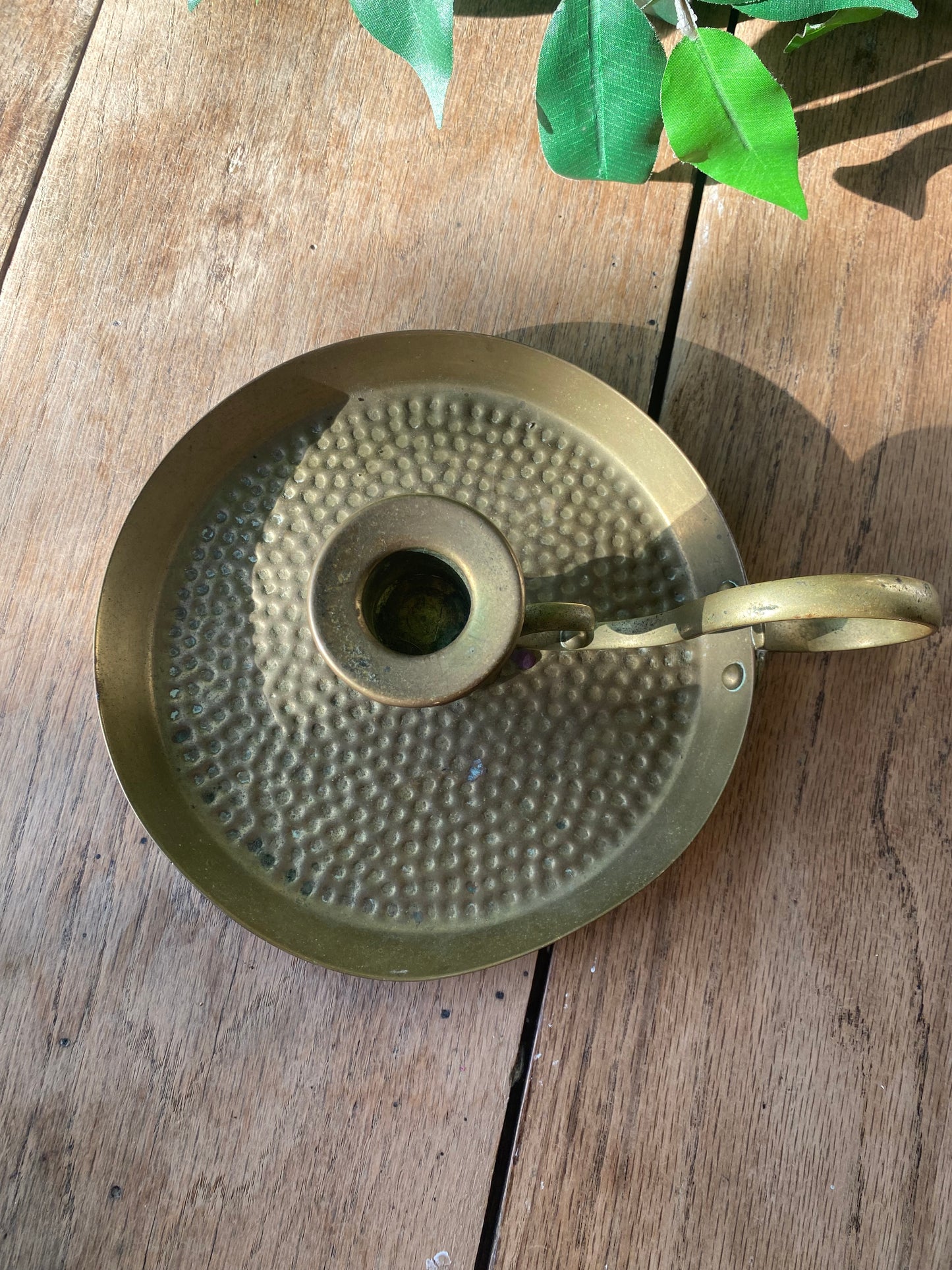 Vintage brass chamber candlestick holder
