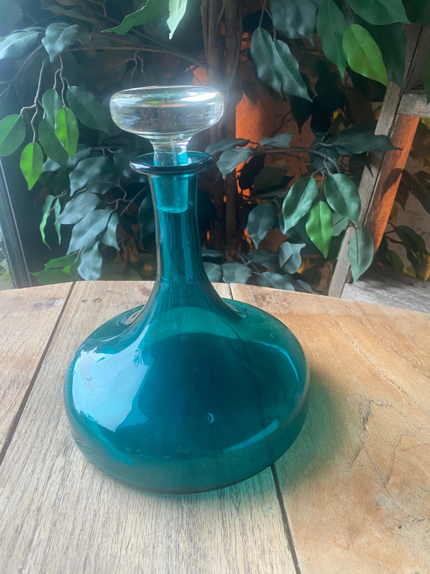 1850s kingfisher blue Ships Decanter with Stopper
