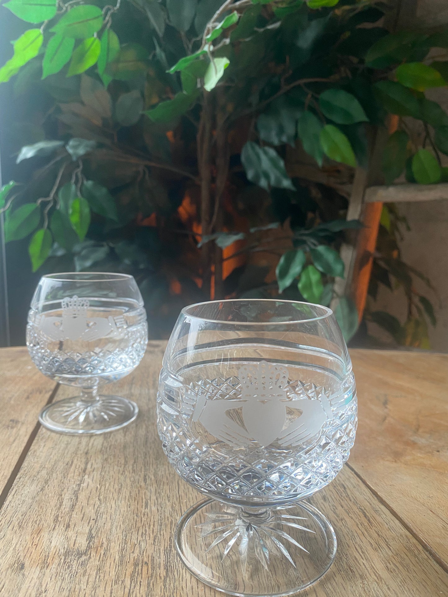 Galway Crystal Claddagh Brandy Glasses pair