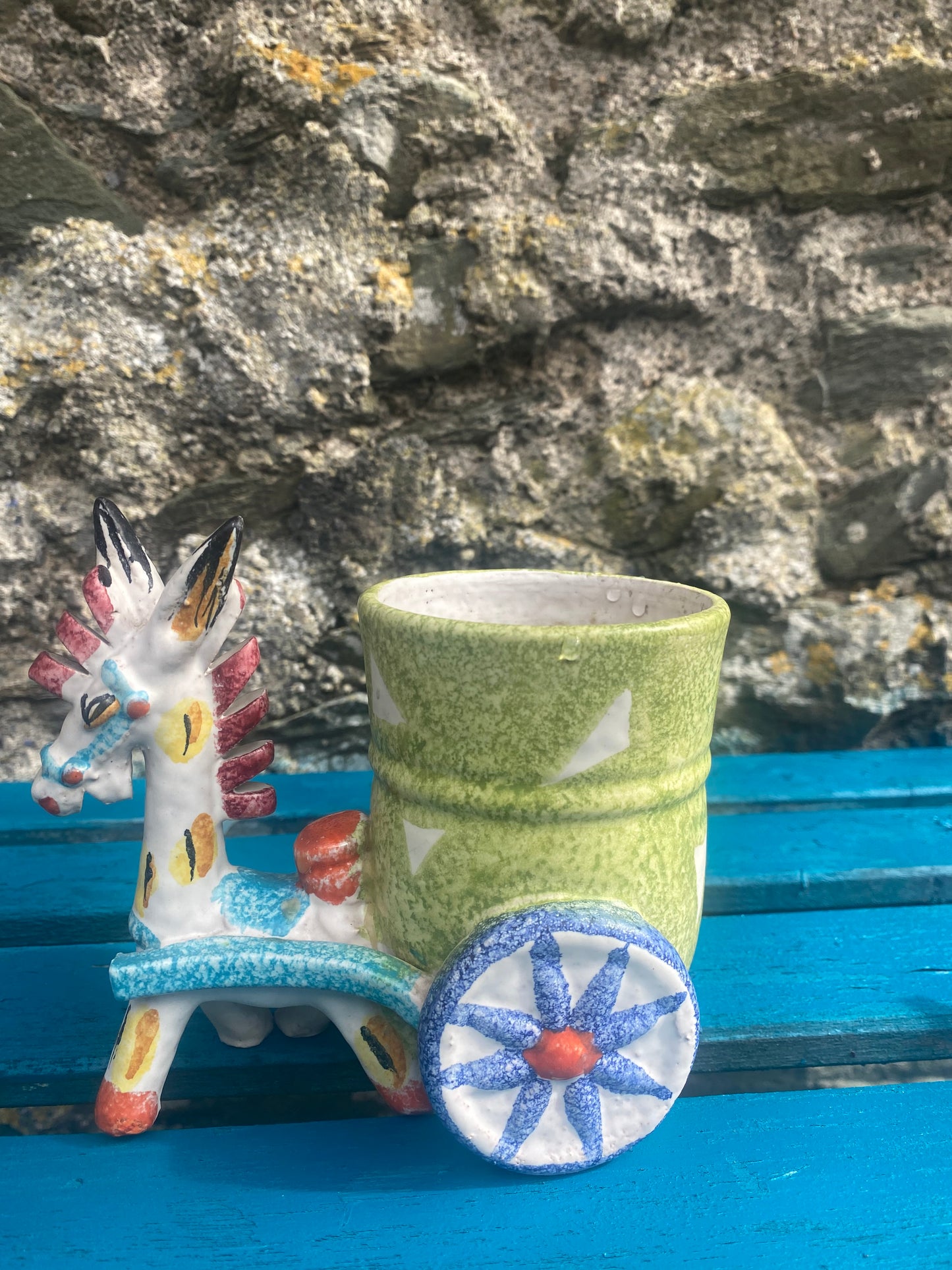 DERUTA Italian ceramic donkey & cart