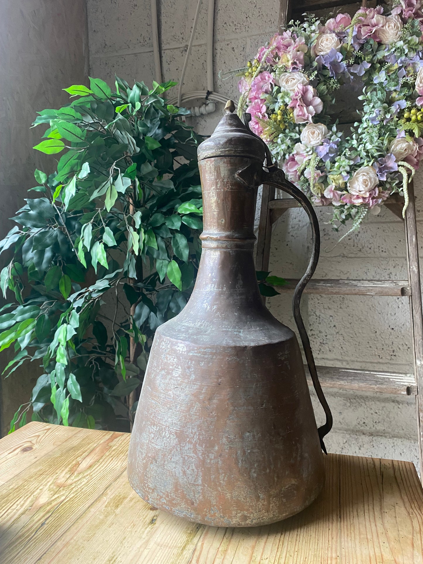 Antique copper ewer-pitcher 19th Century Middle Eastern