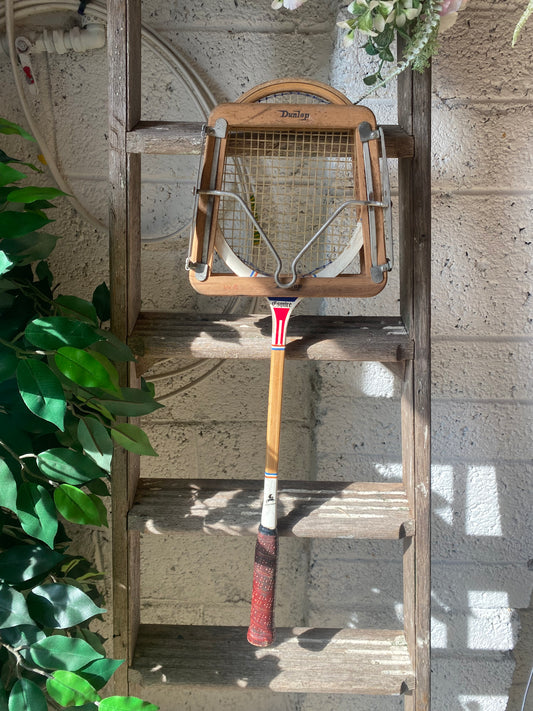 Vintage badminton wooden racket with press