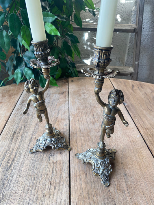 Italian mid century brass candlesticks