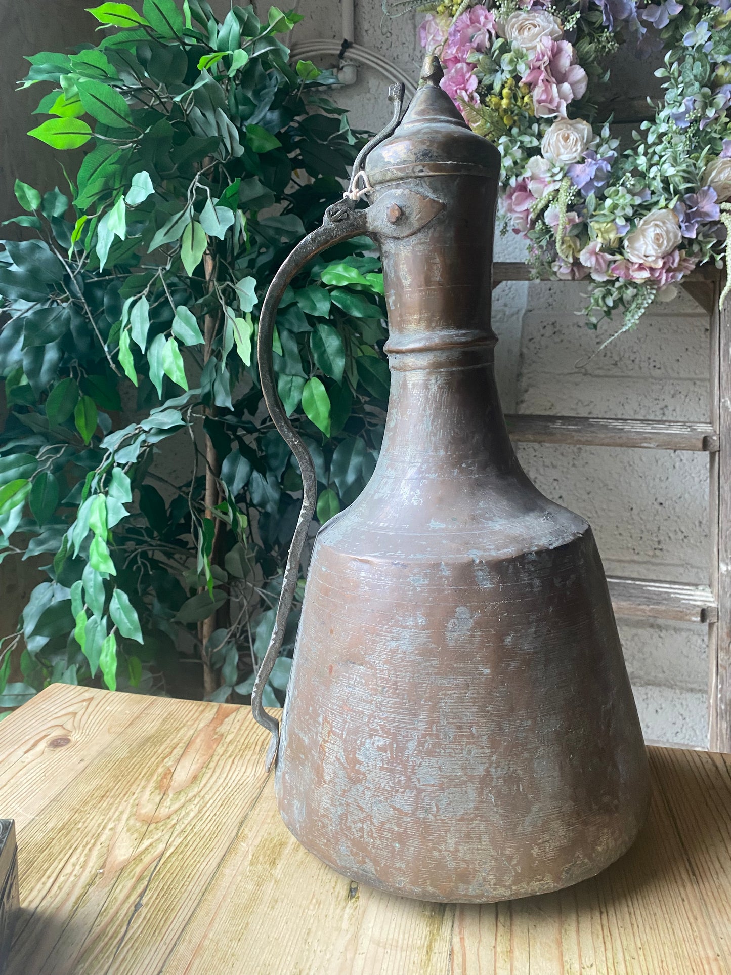 Antique copper ewer-pitcher 19th Century Middle Eastern