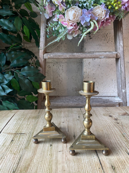 Antique brass candlesticks