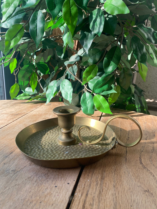 Vintage brass chamber candlestick holder