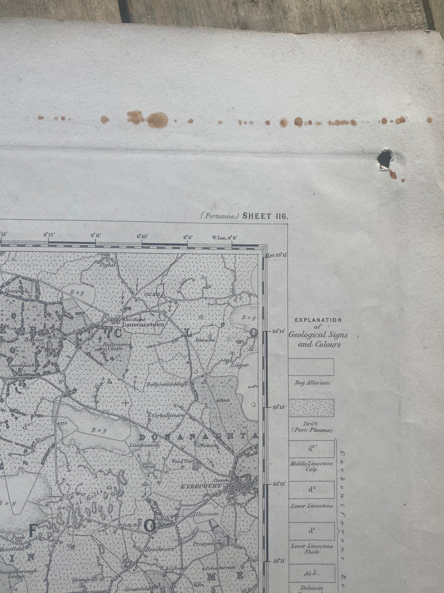 Antique Irish ordnance survey map -Galway 1865