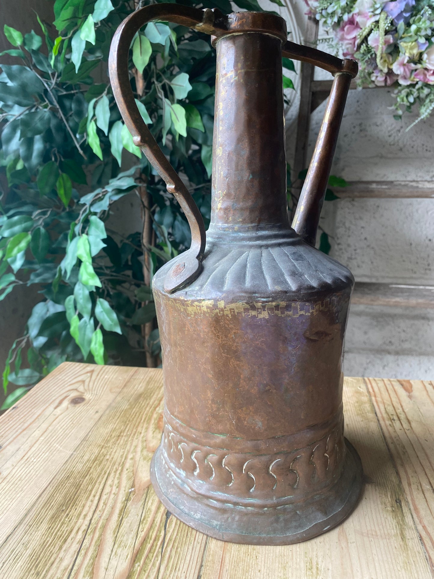 Antique copper kettle pitcher Middle Eastern