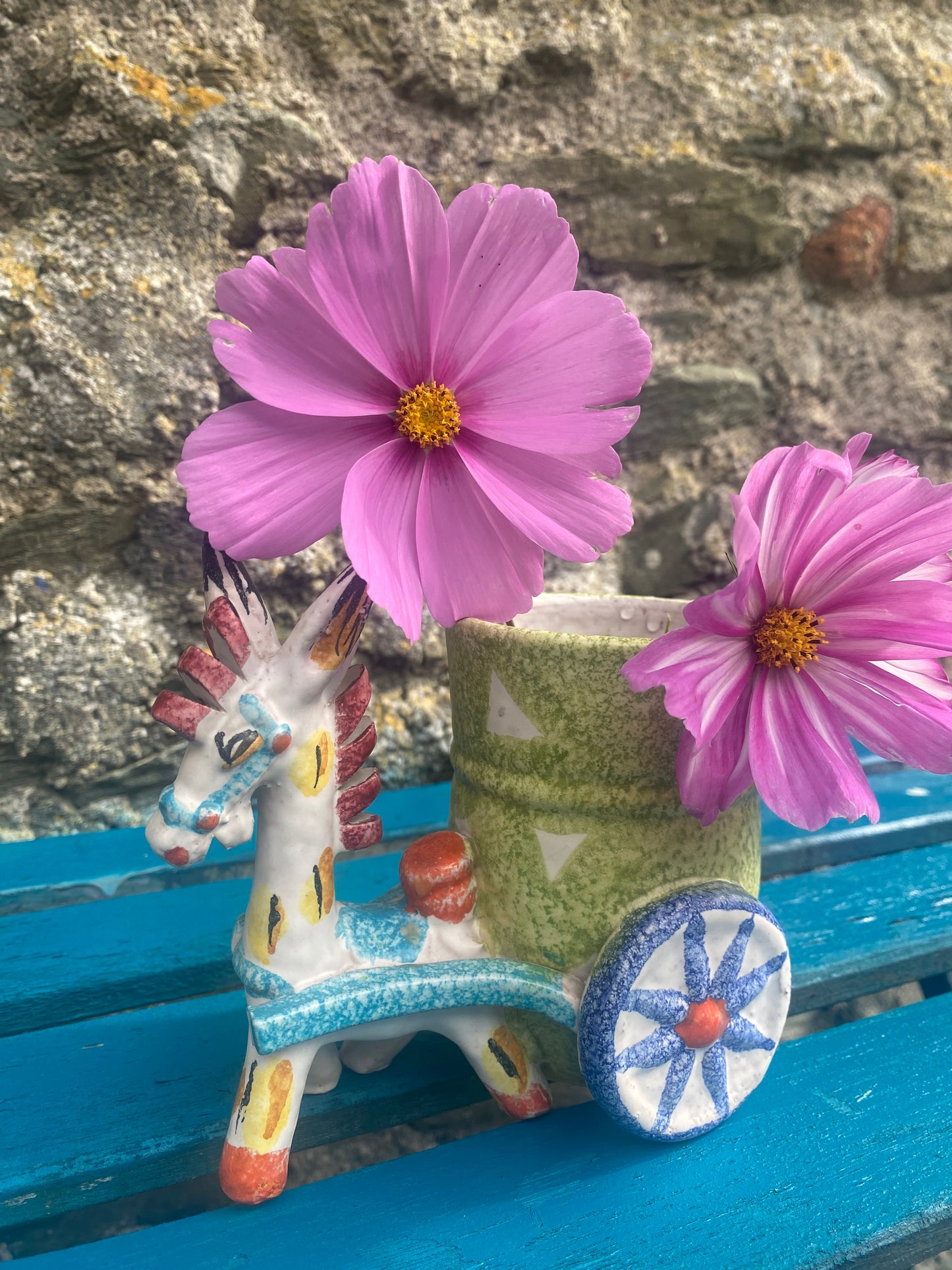 DERUTA Italian ceramic donkey & cart