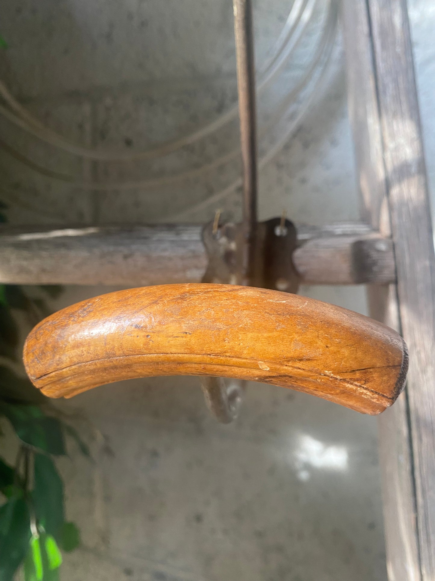 Vintage French Coat & Hat Hook – 1970s | Wood & Patinated Metal
