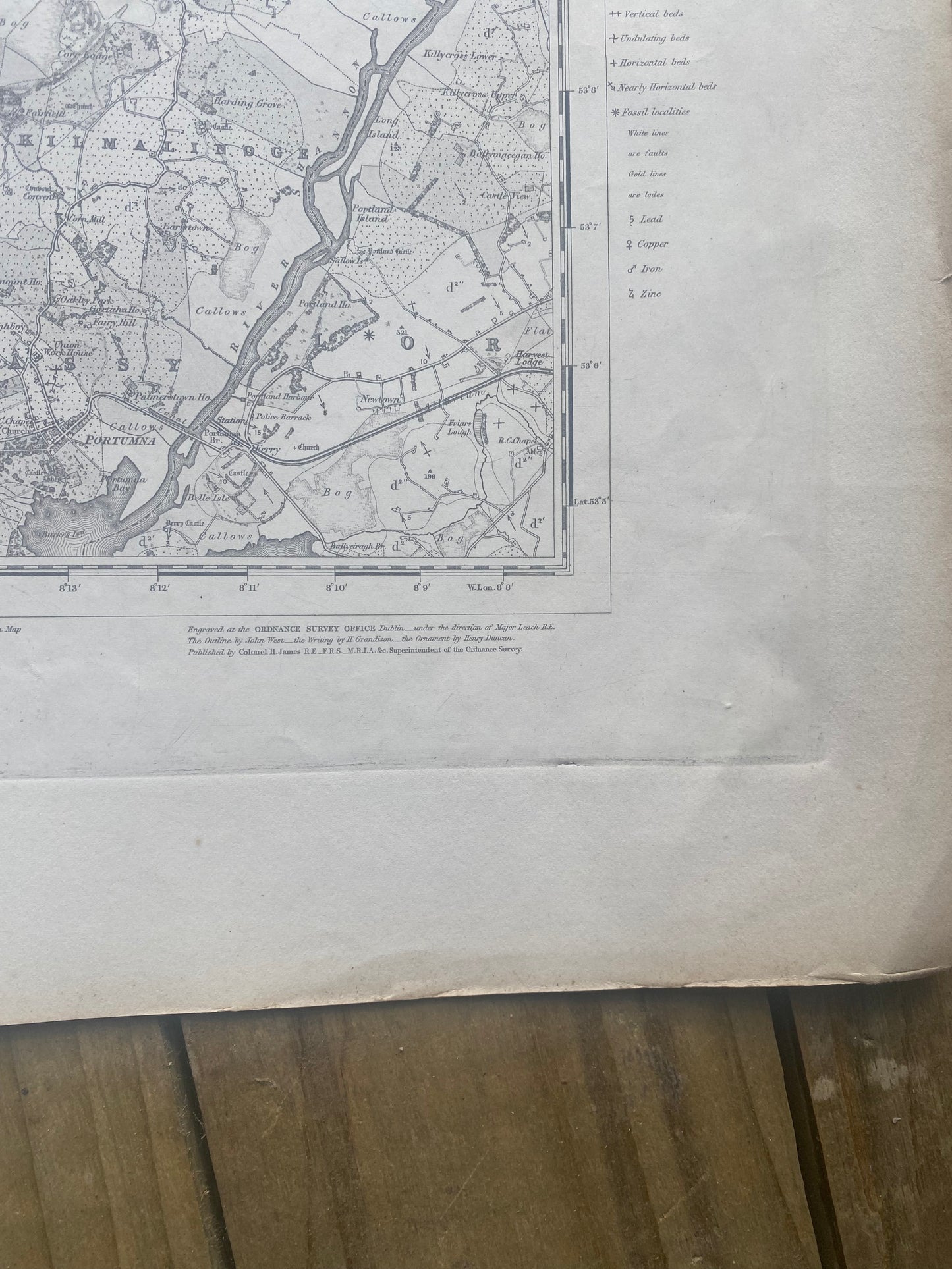 Antique Irish ordnance survey map -Galway 1865