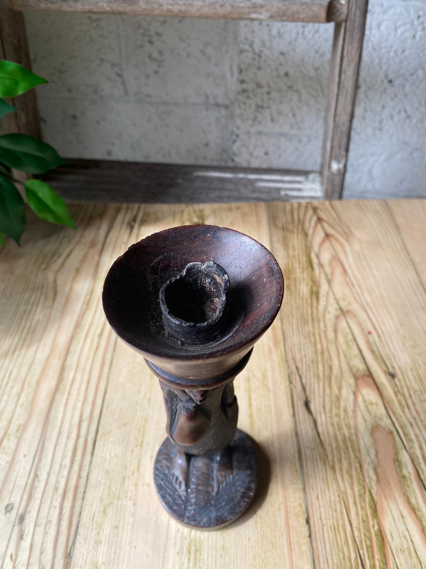 African wooden candlestick figurine