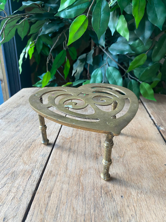 Vintage brass heart trivet