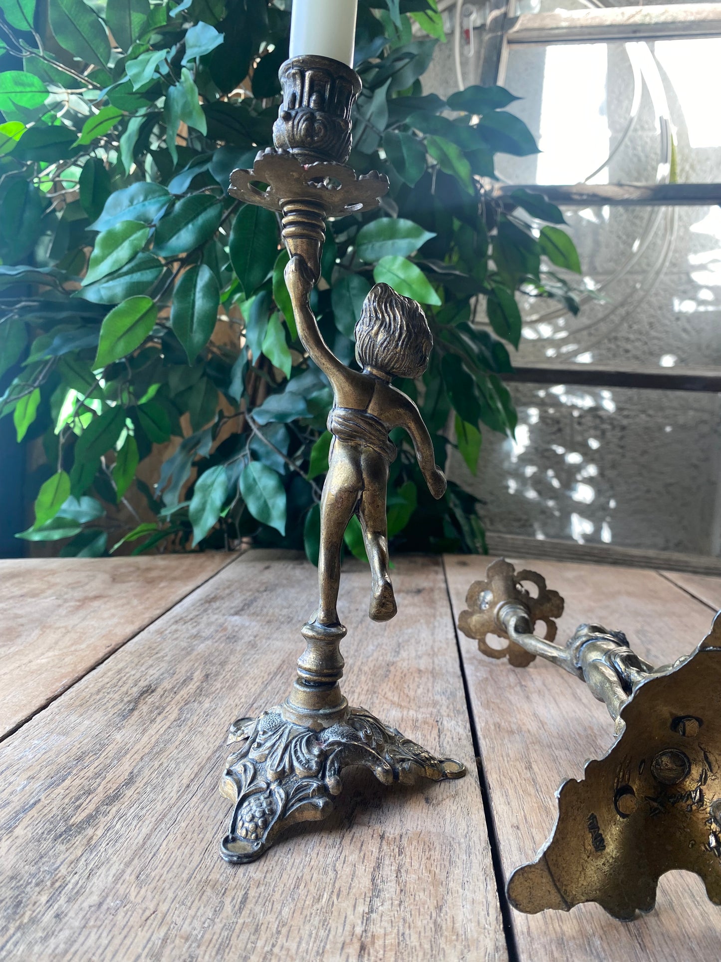Italian mid century brass candlesticks