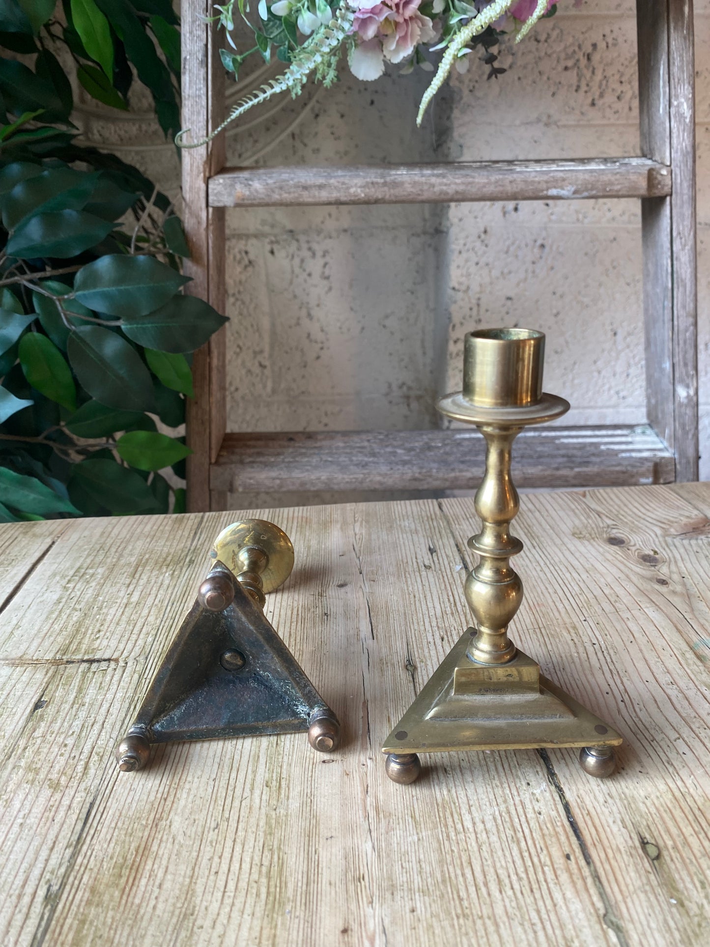 Antique brass candlesticks