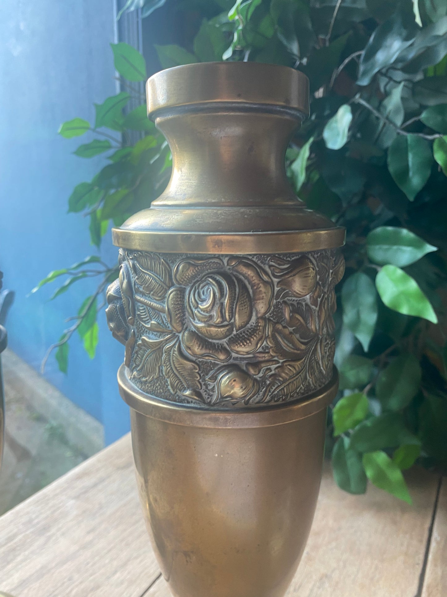 Antique pair of Art Noveau floral vases