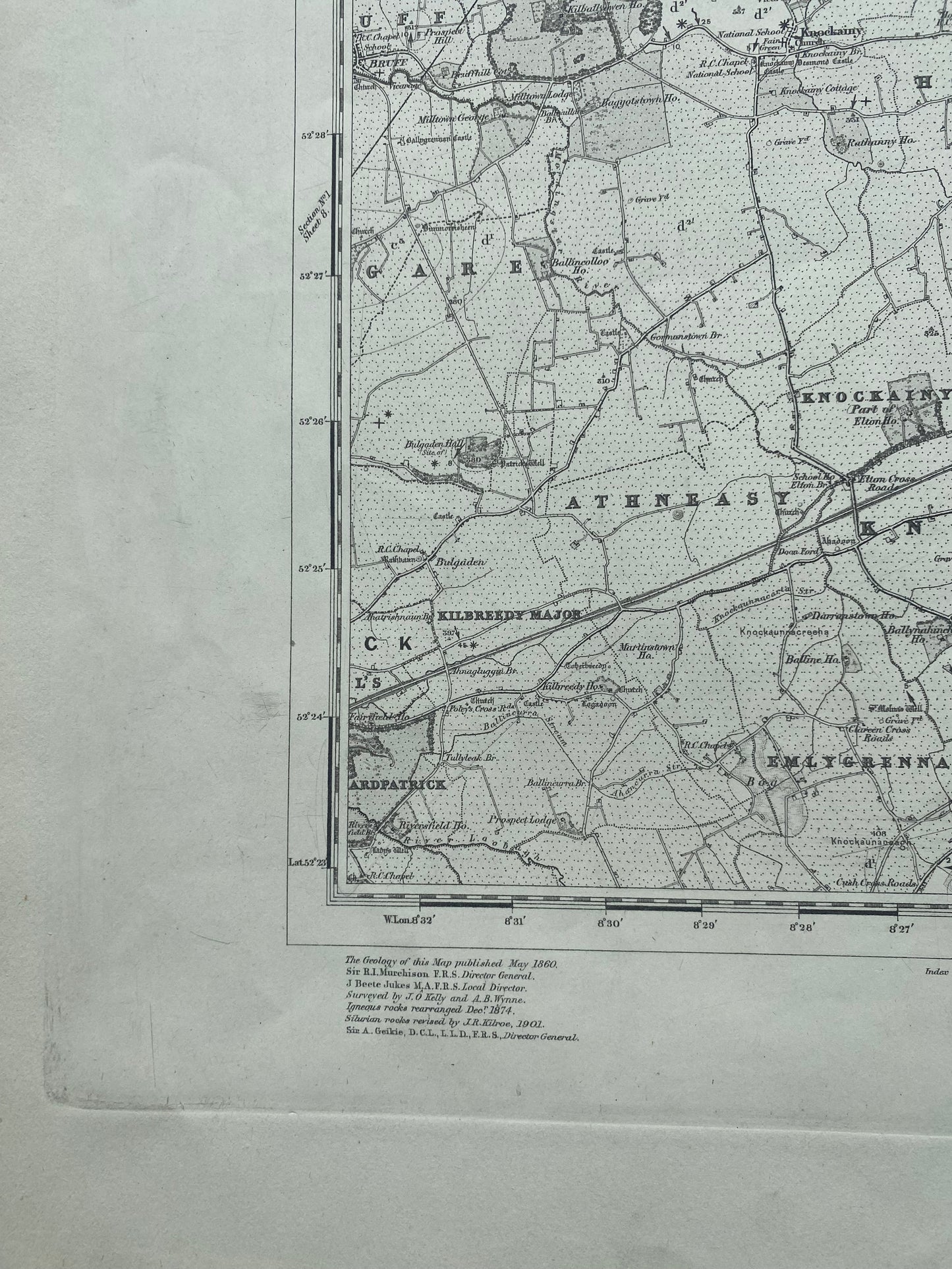 Antique Irish ordnance survey map- limerick- Tipperary1860