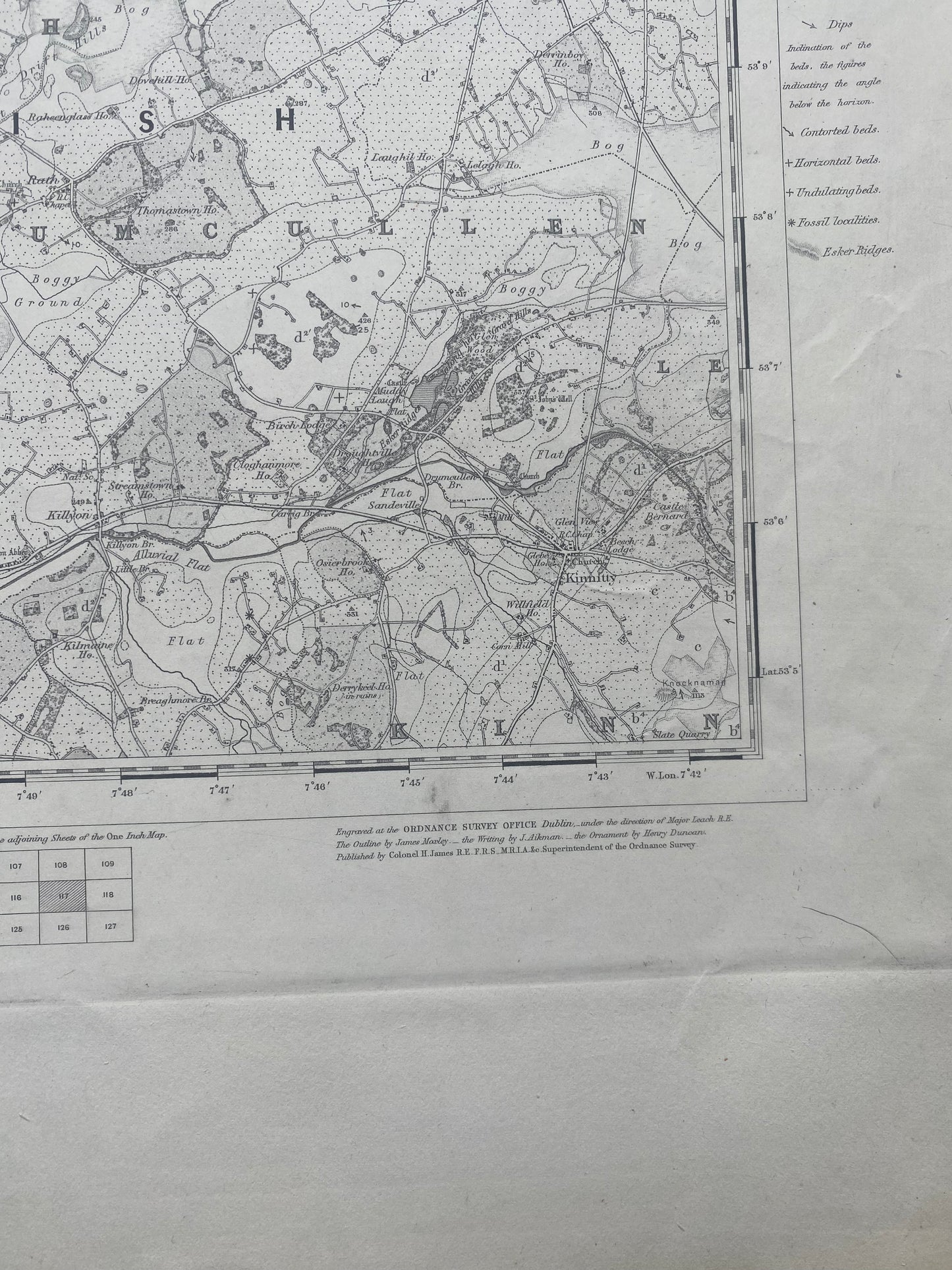 Antique Irish Ordnance survey map- Offaly 1863