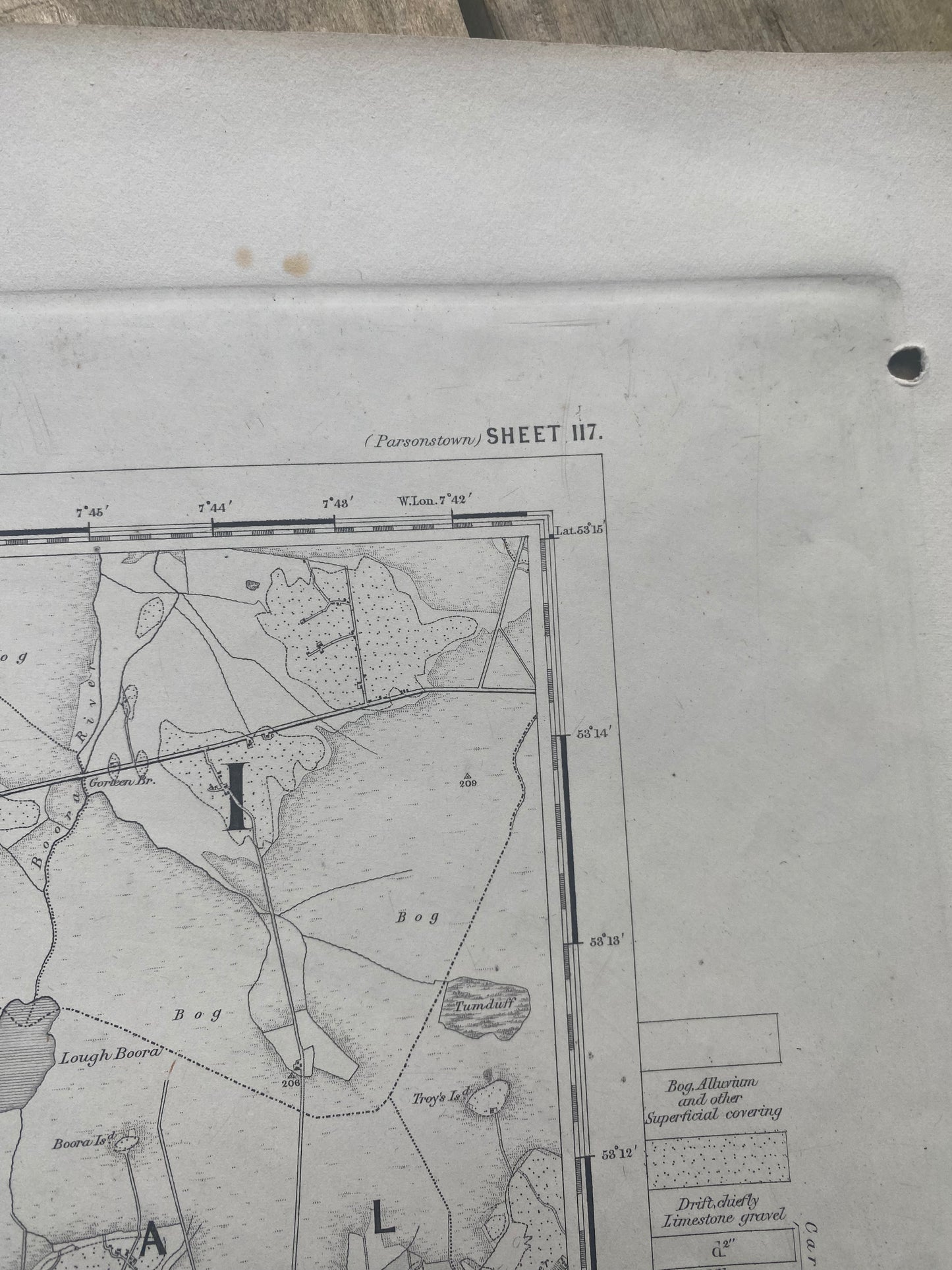 Antique Irish Ordnance survey map- Offaly 1863