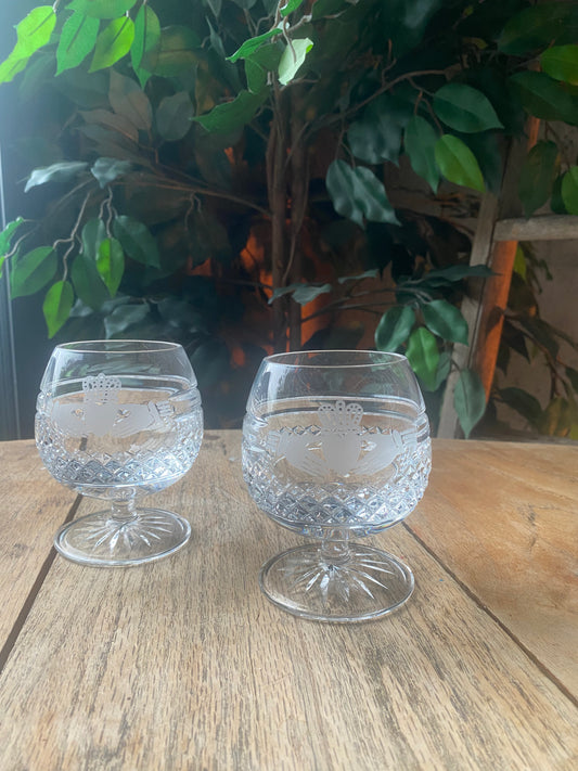Galway Crystal Claddagh Brandy Glasses pair