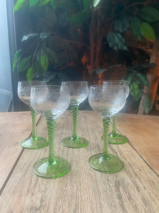 1960s Vintage Bohemian liquor Glass set of 5