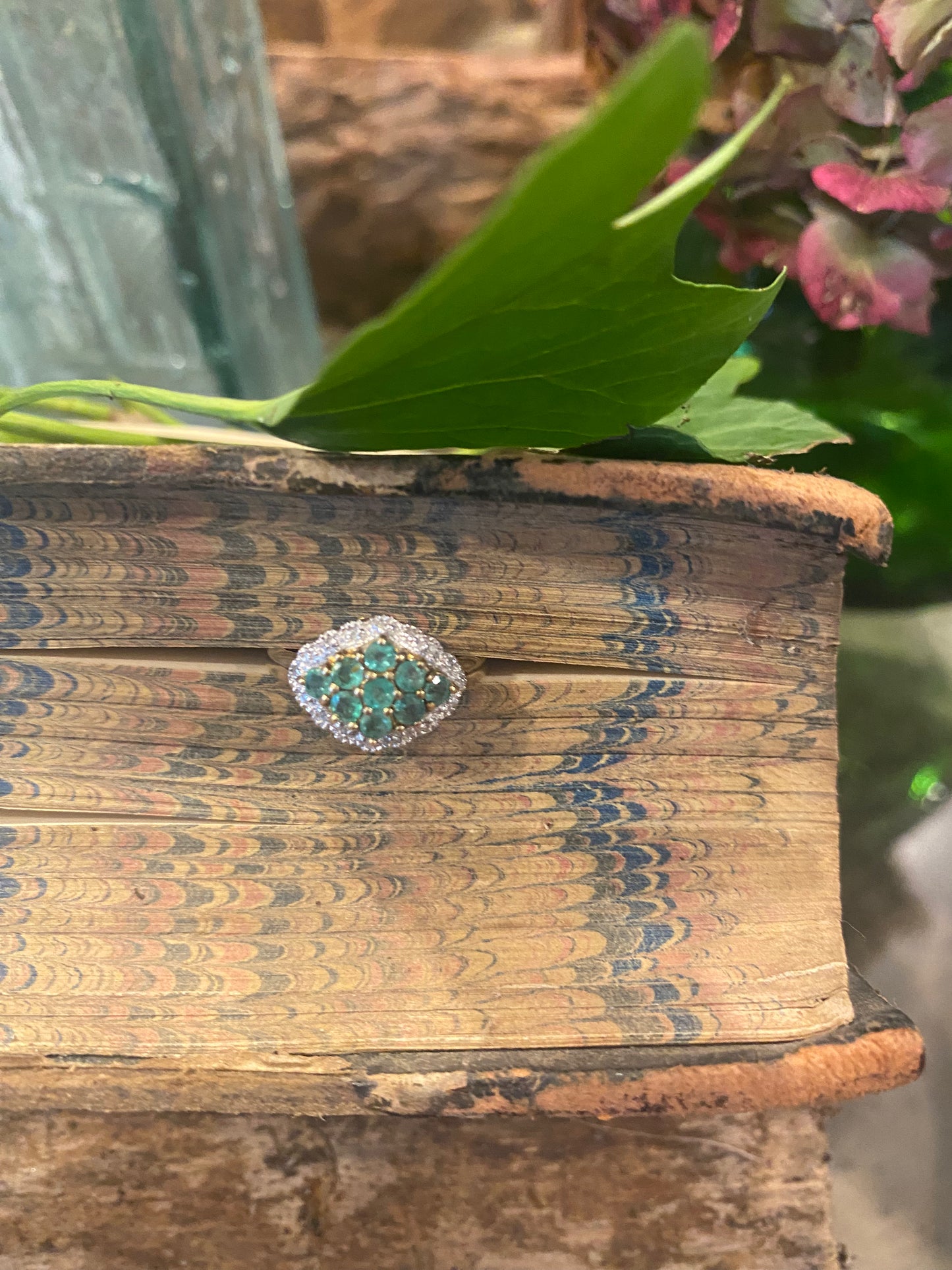 14ct gold, emerald and diamond vintage ring