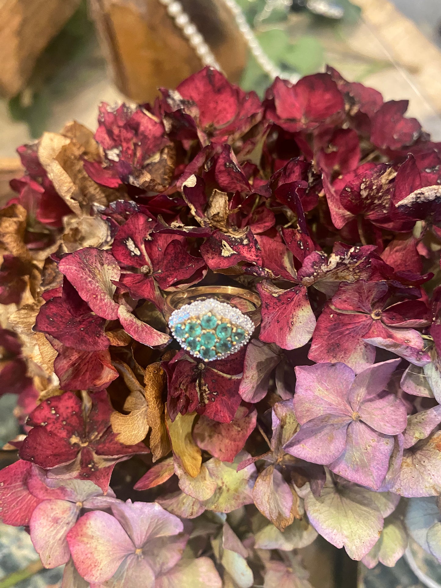 14ct gold, emerald and diamond vintage ring