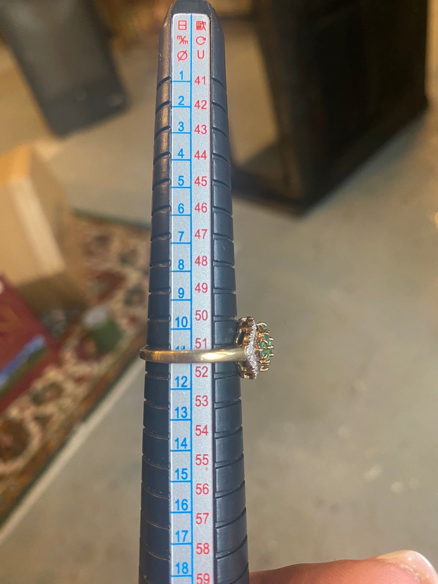 14ct gold, emerald and diamond vintage ring