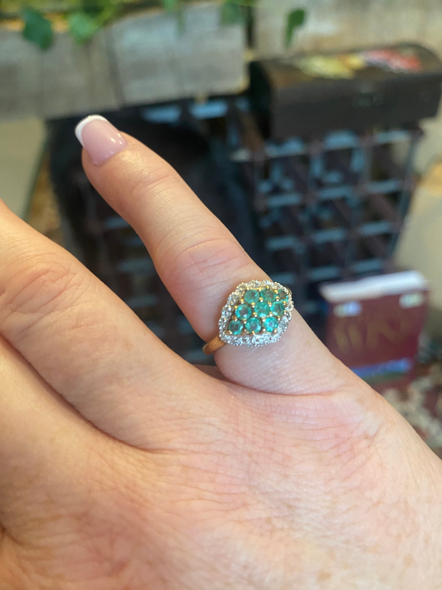 14ct gold, emerald and diamond vintage ring