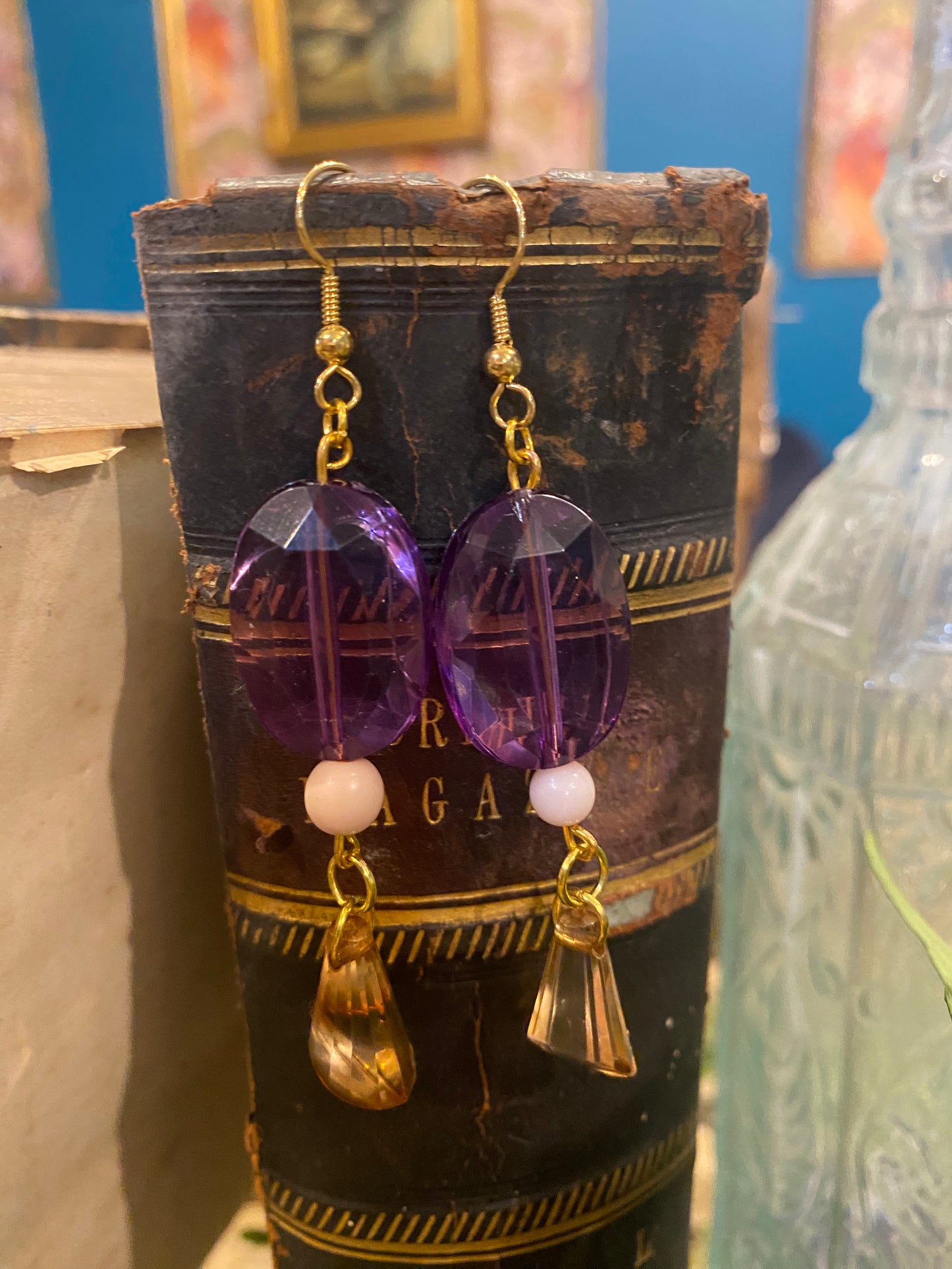 OOAK handmade recycled beaded earrings